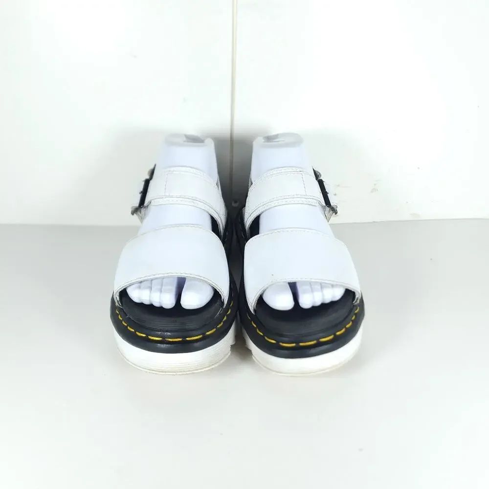 Dr Martens Voss Women's US7 White Hydro Leather Buckle Platform Sandals Shoes - Picture 3 of 16
